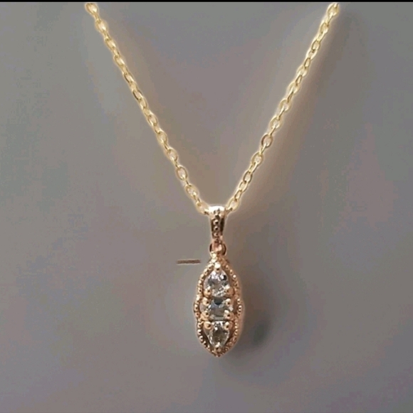 Aquamarine Pendant Yellow Gold Vermeil Sterling Silver
